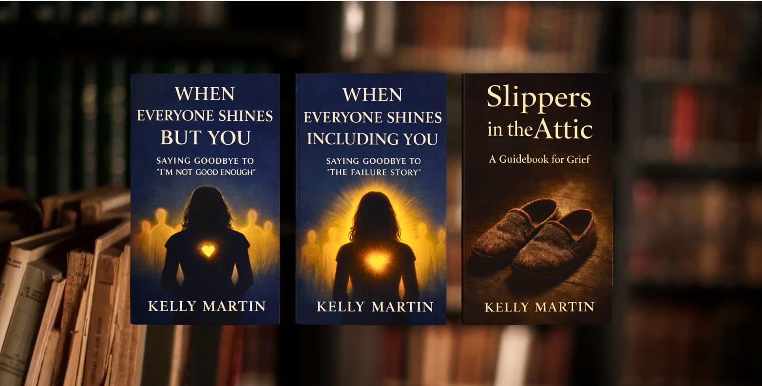 A collection of three self-help books: two guides on increasing self-esteem and mindful living, and one comprehensive guidebook for navigating grief and loss.